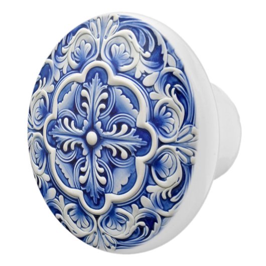 サファイアリスボンパターン（の模様が）あるセラミックデザイン セラミックノブ (右)