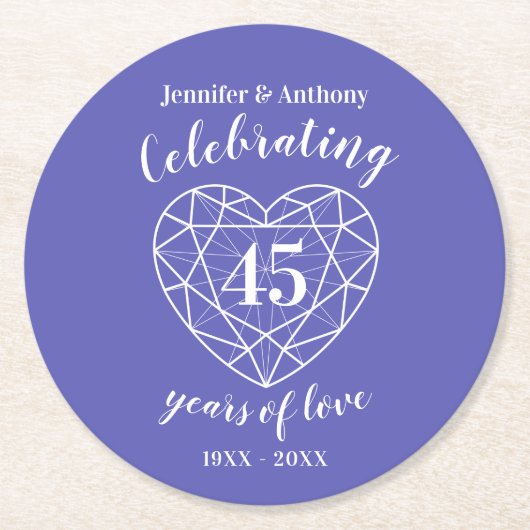 サファイア周年記念45年パーティーコースター ラウンドペーパーコースター (正面)