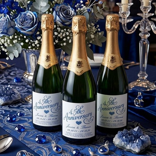 サファイア婚45周年記念 スパークリングワインラベル