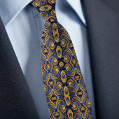 サファイア柄の渦巻くゴールド ネクタイ