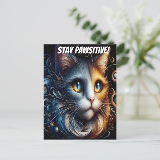 サファイア注視：青い目をした猫 ポストカード (スタンド正面)