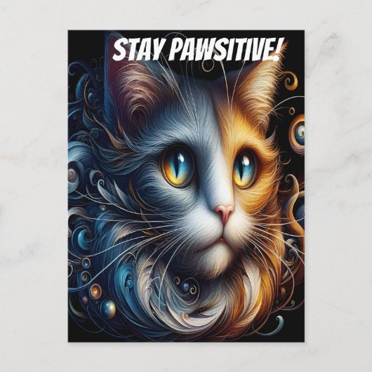 サファイア注視：青い目をした猫 ポストカード (正面)