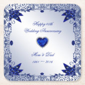 サファイア第45の結婚記念日の正方形のコースター スクエアペーパーコースター (正面)