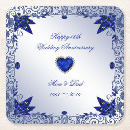 サファイア第45の結婚記念日の正方形のコースター スクエアペーパーコースター