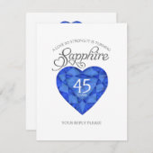 サファイア第45の結婚記念日の水彩画のハート 出欠カード (正面/裏面)