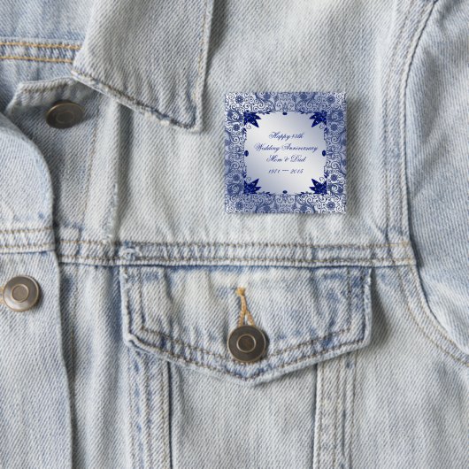 サファイア第45の結婚記念日ボタン 缶バッジ (インサイチュ)