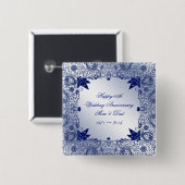 サファイア第45の結婚記念日ボタン 缶バッジ (正面&裏面)