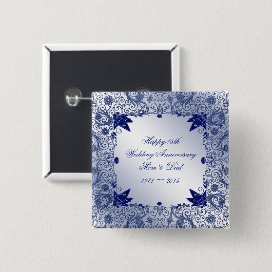 サファイア第45の結婚記念日ボタン 缶バッジ (正面&裏面)