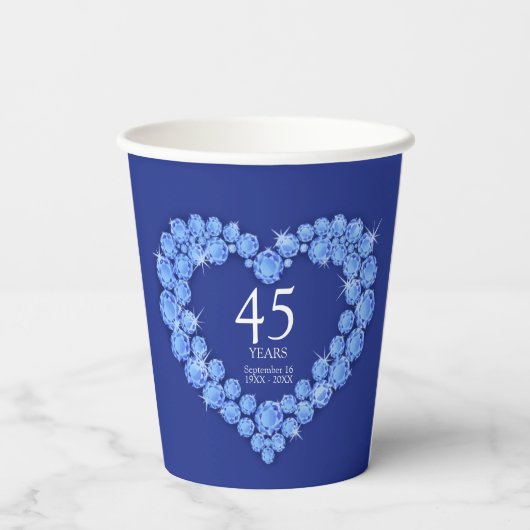 サファイア結婚の記念カスタム写真青 紙コップ (裏面)