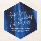 サファイア結婚の記念日ブルーモダンアート ペーパーコースター (正面)