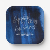 サファイア結婚の記念日ブルーモダンアート ペーパープレート (正面)