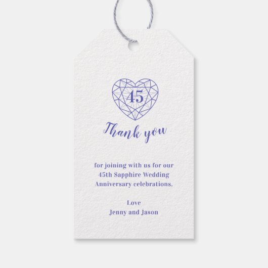 サファイア結婚の記念日45thハートギフトラベル ギフトタグ (裏面)