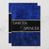 サファイア結婚ス王室のコバルトブルーパーティーモダン 招待状 (正面/裏面)