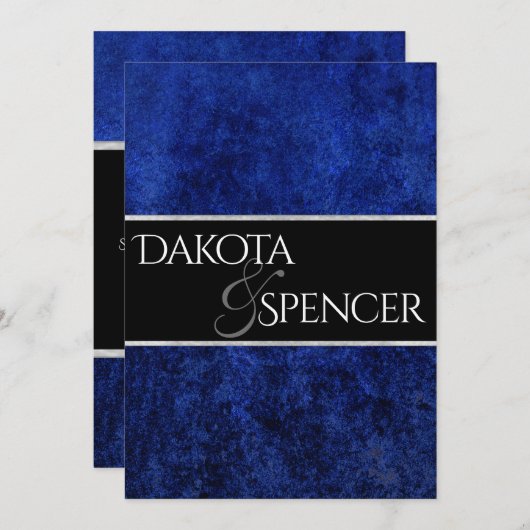 サファイア結婚ス王室のコバルトブルーパーティーモダン 招待状 (正面/裏面)