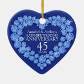 サファイア結婚ズ記念日ハートオーナメント セラミックオーナメント (正面)