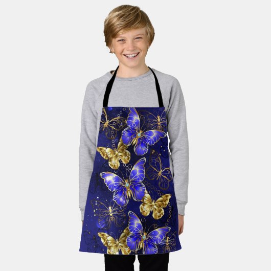 サファイア蝶を含む組成物 エプロン (着用した状態)