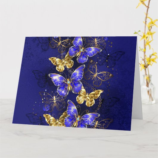 サファイア蝶を含む組成物 カード (黄色い花)