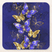 サファイア蝶を含む組成物 スクエアペーパーコースター (正面)