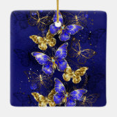 サファイア蝶を含む組成物 セラミックオーナメント (裏面)