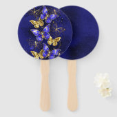 サファイア蝶を含む組成物 ハンドファン (正面&裏面)