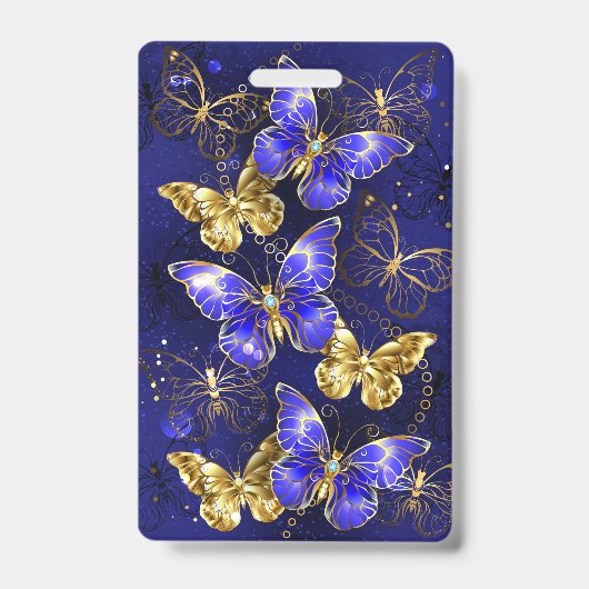 サファイア蝶を含む組成物 バッジ (正面)