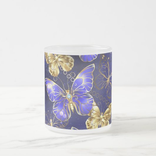 サファイア蝶を含む組成物 フロストグラスマグカップ (中央)