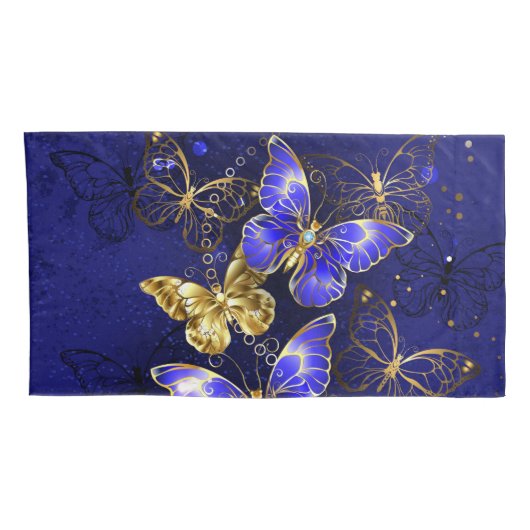 サファイア蝶を含む組成物 枕カバー (裏面-右)