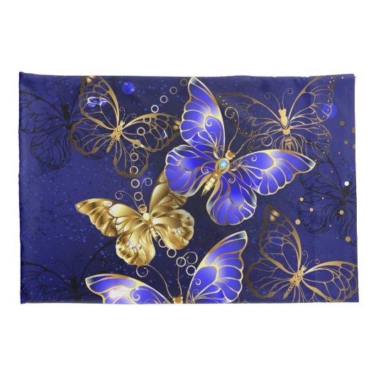 サファイア蝶を含む組成物 枕カバー (裏面-右)