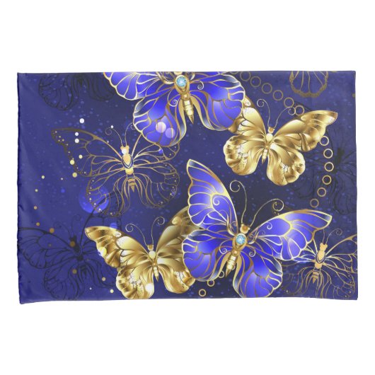 サファイア蝶を含む組成物 枕カバー (正面右)