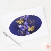 サファイア蝶を含む組成物 楕円形シール (封筒)