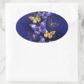 サファイア蝶を含む組成物 楕円形シール (バッグ)