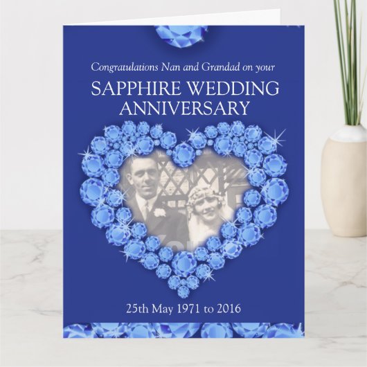サファイア記念日祖父母写真カード カード (正面)