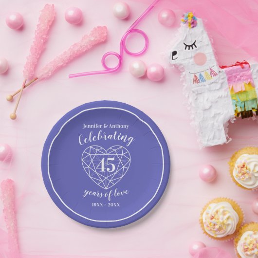 サファイア記念日45年のパーティープレート ペーパープレート (パーティー)