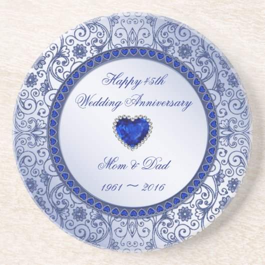 サファイア45年結婚記念ラウンドコースター コースター (正面)