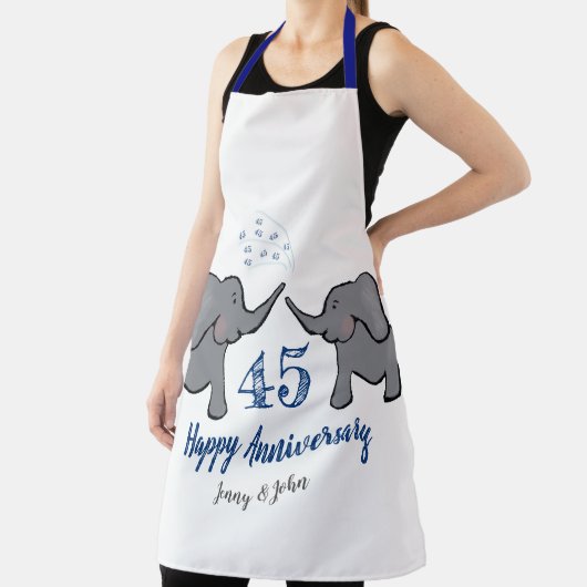 サファイア45結婚周年記念かわいい象 エプロン (インサイチュ)