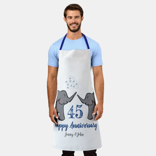 サファイア45結婚周年記念かわいい象 エプロン (着用した状態)