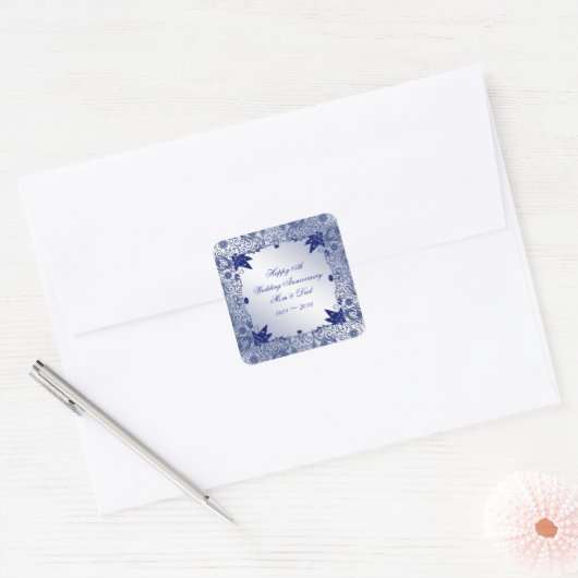 サファイア45th結婚周年記念スクエアステッカー スクエアシール (封筒)