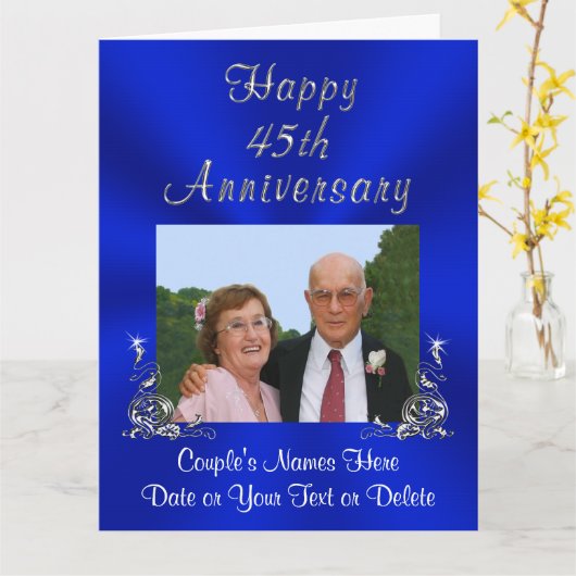 サファイア ウェディング アニバーサリー カード 写真とメッセージを入れて (黄色い花)