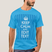 サファイア ストライプ ホワイト Keep Calm テキスト編集 Tシャツ (正面)