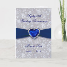 サファイア ダマスク 45周年 結婚記念日 グリーティング カード
