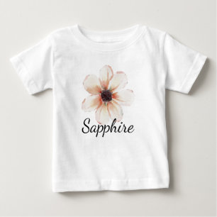 サファイア ネーム ベビーガール 新生児 フラワー ベビーTシャツ