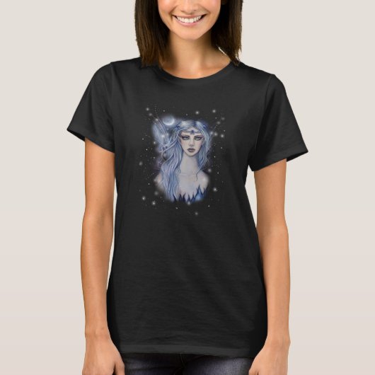 サファイア・フェアリー・セレステ・ファンタジー・アート Tシャツ (正面)