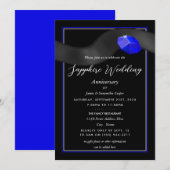 サファイア リボン、45周年 結婚記念日 招待状 (正面/裏面)