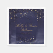 サファイア&金ゴールド結婚ズカクテルナプキン スタンダードカクテルナプキン (正面)