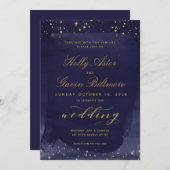 サファイア&金ゴールド結婚式招待状スイート 招待状 (正面/裏面)