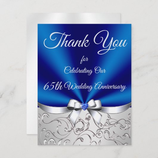 サファイア 65周年 結婚記念日 感謝カード 招待状 (正面/裏面)