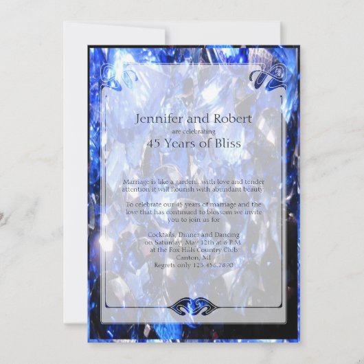 サファイア 45周年結婚記念日招待状 招待状 (正面)