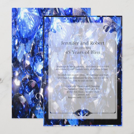 サファイア 45周年結婚記念日招待状 招待状 (正面/裏面)