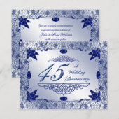 サファイア 45周年 結婚式招待状 4.25x5.5インチ 招待状 (正面/裏面)