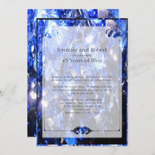 サファイア 45周年 結婚記念日 招待状 (正面/裏面)